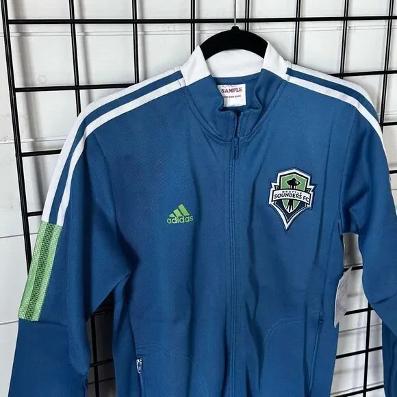 Seattle Sounders Original Sample Full Zip Jacket Size M Green & Blue 3 Stripe NW - Picture 4 of 9